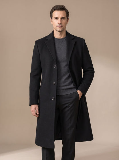 Jacob | Men's Slim-Fit Single-Breasted Notched-Lapel Tailored Topcoat