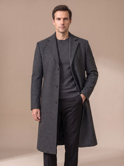 Jacob | Men's Slim-Fit Single-Breasted Notched-Lapel Tailored Topcoat