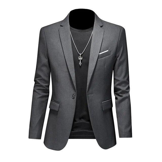 Men's Tailored Blazer - Single-Breasted Notched Lapel