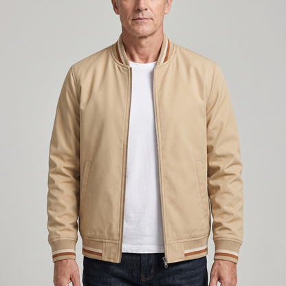Men's Tipped Rib Zip Up Jacket – Smart Casual Bomber Jacket