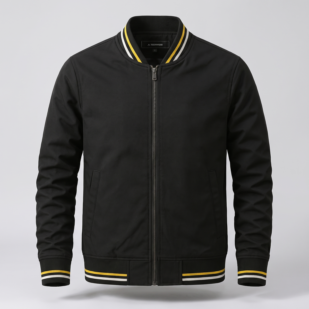 Men's Tipped Rib Zip Up Jacket – Smart Casual Bomber Jacket