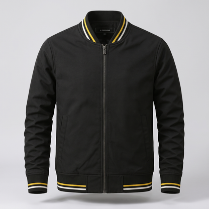 Men's Tipped Rib Zip Up Jacket – Smart Casual Bomber Jacket