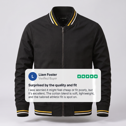 Men's Tipped Rib Zip Up Jacket – Smart Casual Bomber Jacket