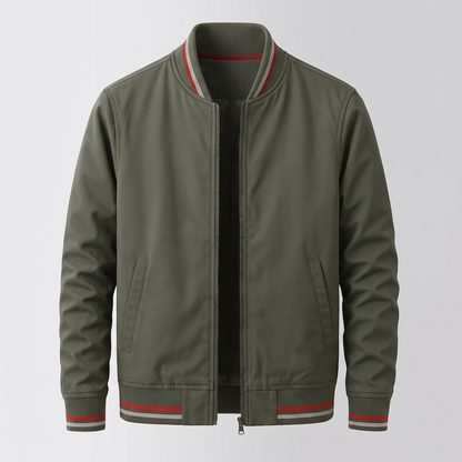 Men's Tipped Rib Zip Up Jacket – Smart Casual Bomber Jacket