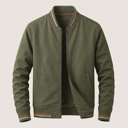 Men's Tipped Rib Zip Up Jacket – Smart Casual Bomber Jacket