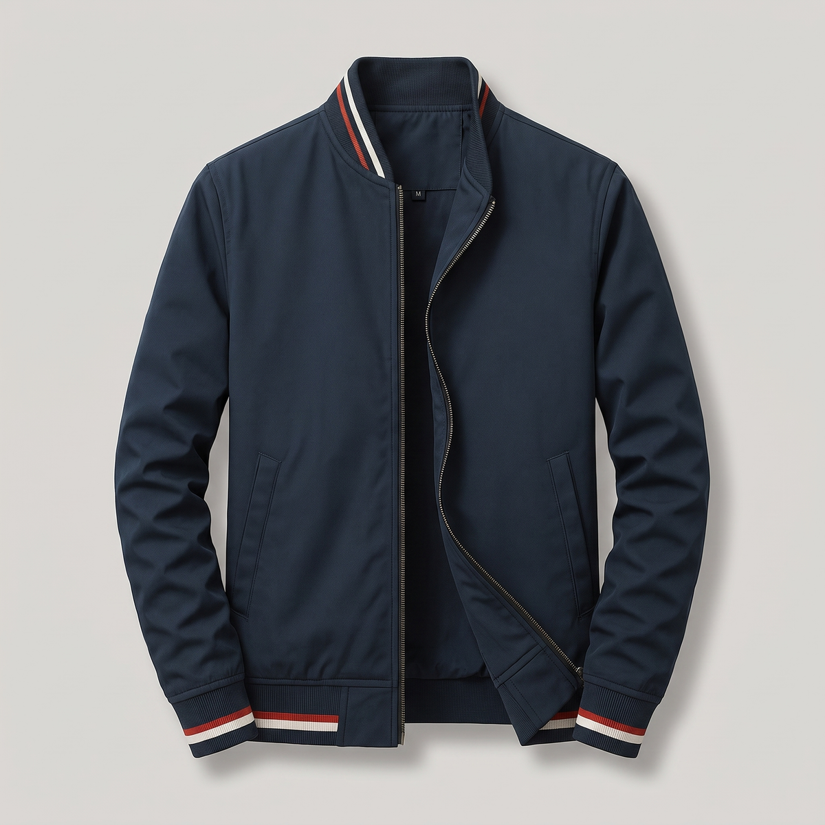 Men's Tipped Rib Zip Up Jacket – Smart Casual Bomber Jacket