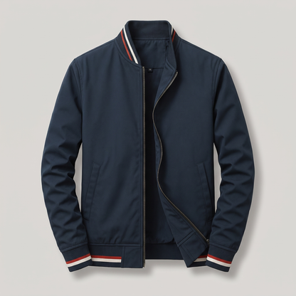 Men's Tipped Rib Zip Up Jacket – Smart Casual Bomber Jacket