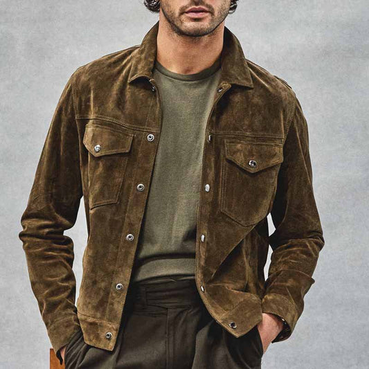 Men's Vintage Corduroy Jacket with Chest Pockets