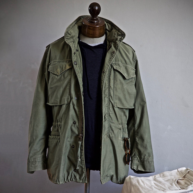 Men's Vintage Military Jacket with Hidden Hood