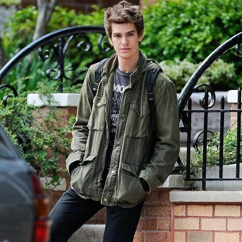 Men's Vintage Military Jacket with Hidden Hood