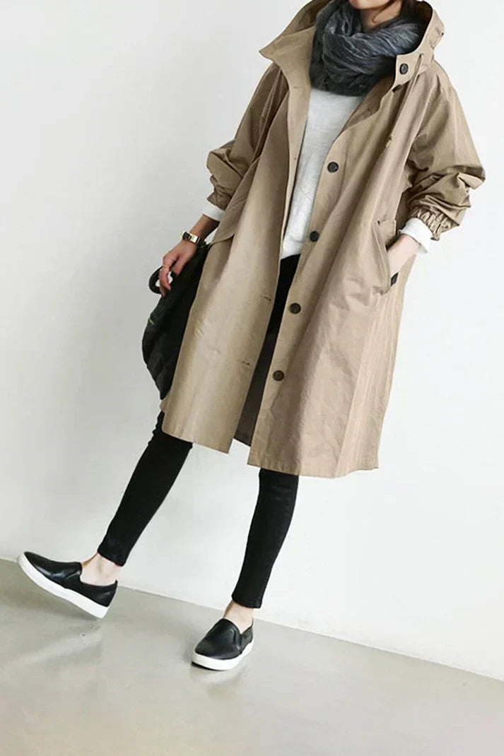Men's Waterproof Trench Coat with Hood - Warm & Stylish