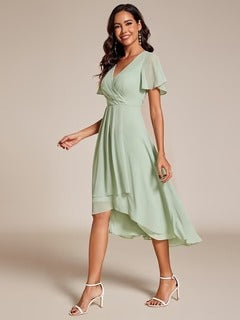 A-Line Midi Wedding Guest Dress | Chiffon