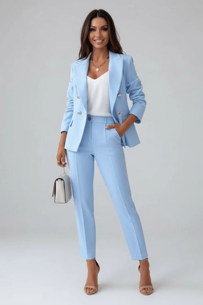 Elegant Co-Ord Set with Blazer and Straight Trousers