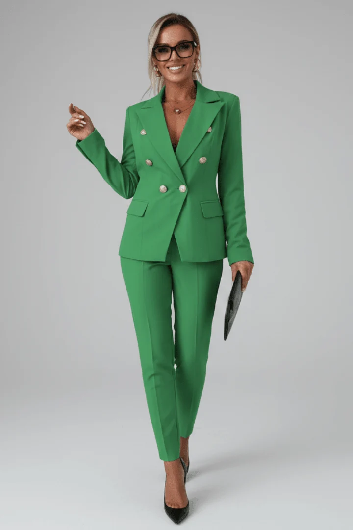 Elegant Co-Ord Set with Blazer and Straight Trousers