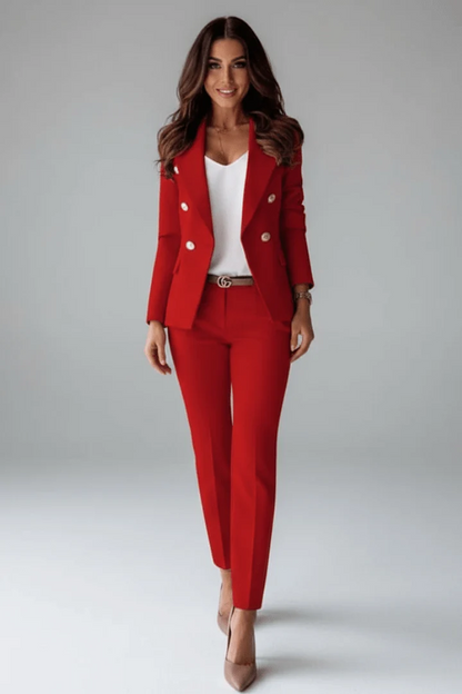 Elegant Co-Ord Set with Blazer and Straight Trousers