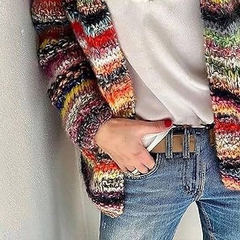 Phoebe | Women's Chunky Striped Wool Cardigan