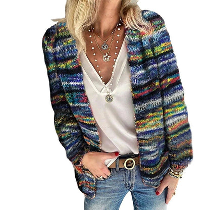 Phoebe | Women's Chunky Striped Wool Cardigan