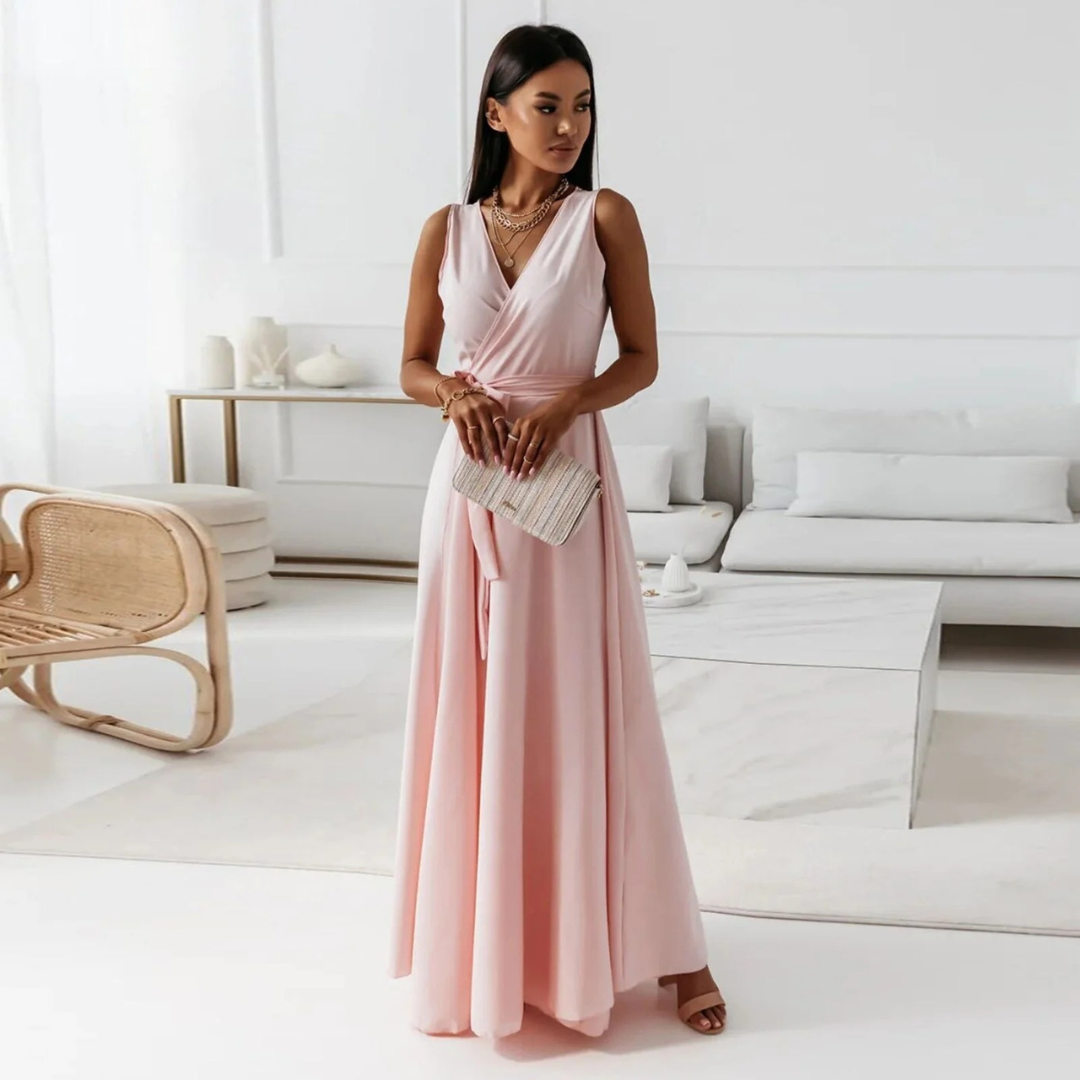 Selma | Damen Fließendes Wickel Maxikleid