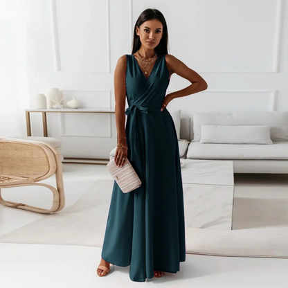 Selma | Damen Fließendes Wickel Maxikleid