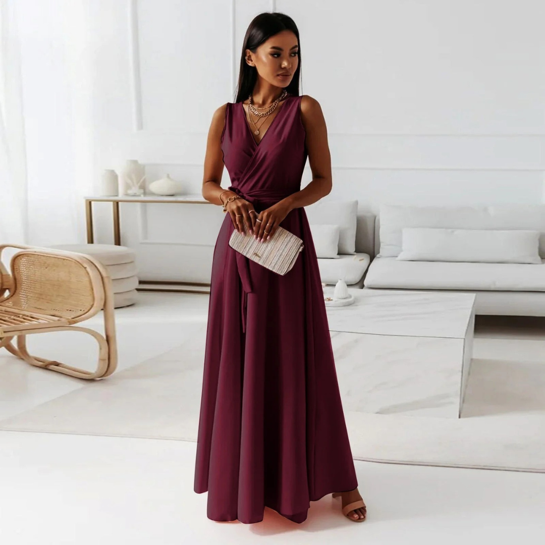 Selma | Damen Fließendes Wickel Maxikleid