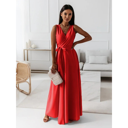 Selma | Damen Fließendes Wickel Maxikleid