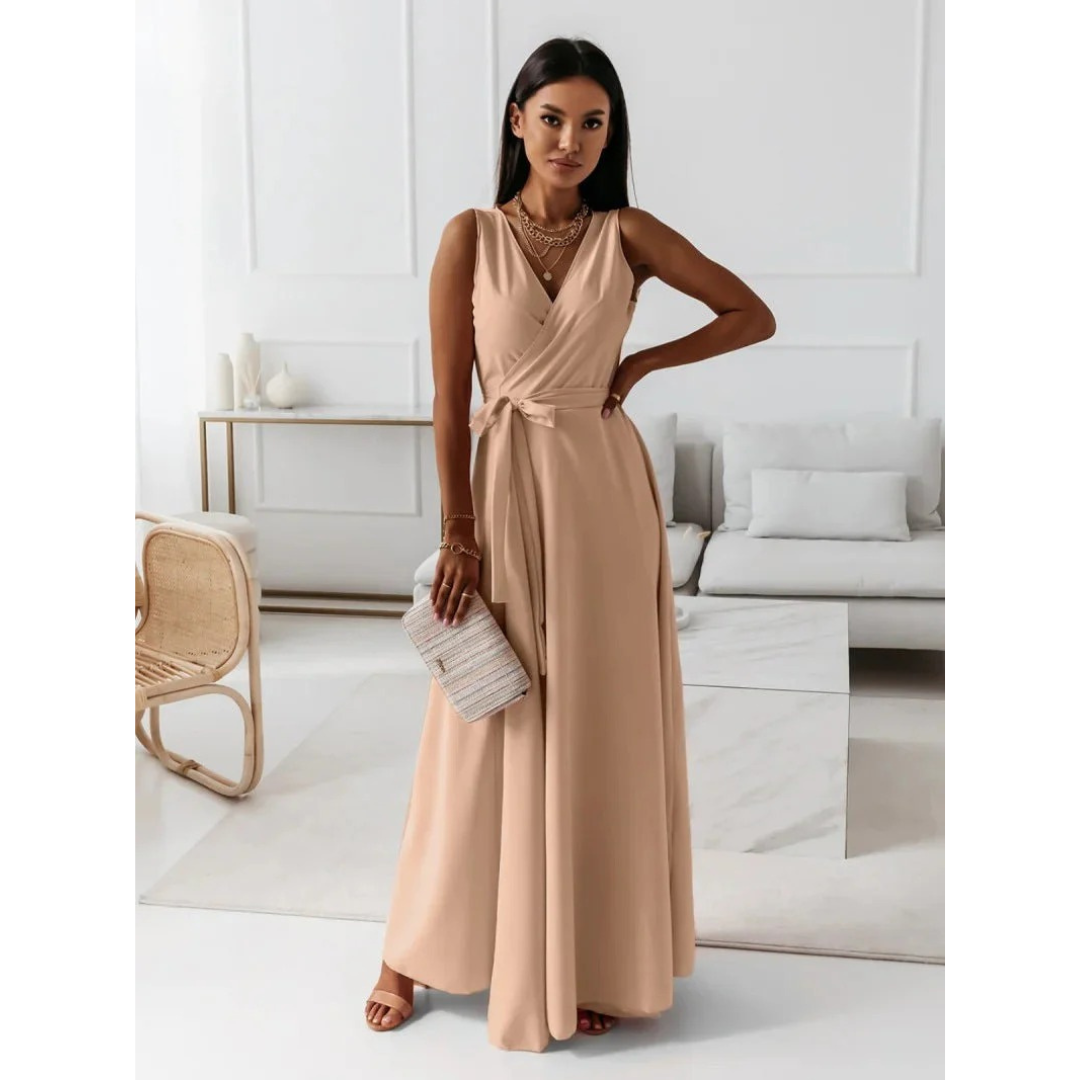 Selma | Damen Fließendes Wickel Maxikleid