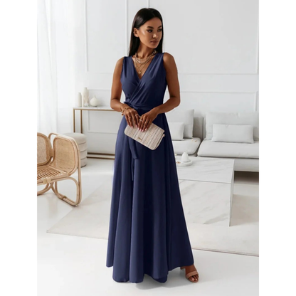 Selma | Damen Fließendes Wickel Maxikleid