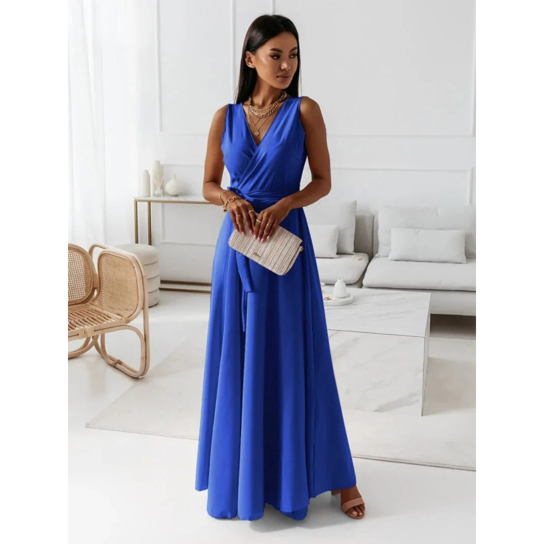 Selma | Damen Fließendes Wickel Maxikleid