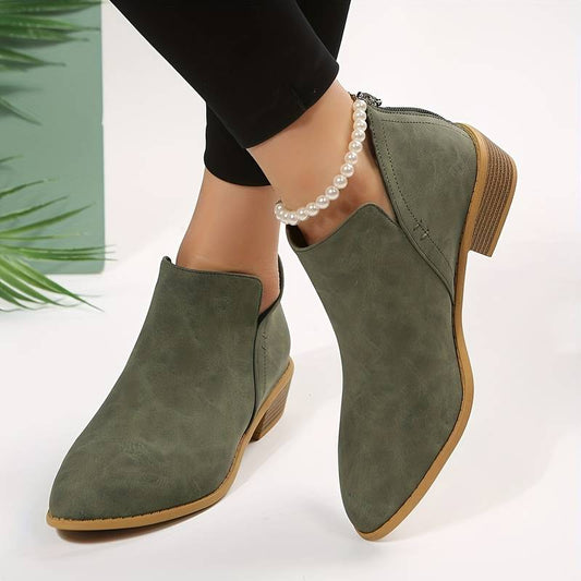 Women's Ankle Boots with Low Heel & Pointed Toe