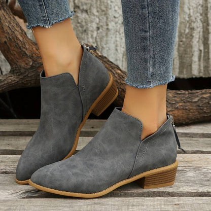 Women's Ankle Boots with Low Heel & Pointed Toe