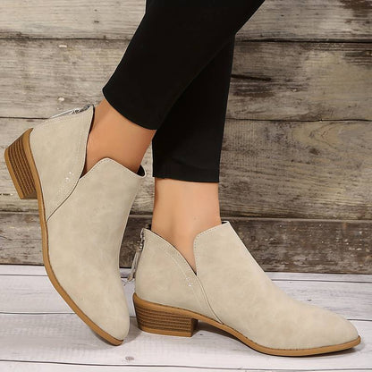 Women's Ankle Boots with Low Heel & Pointed Toe