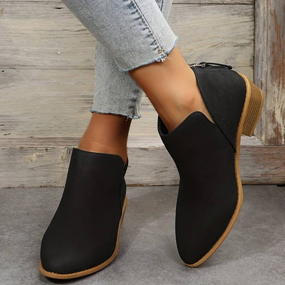 Women's Ankle Boots with Low Heel & Pointed Toe