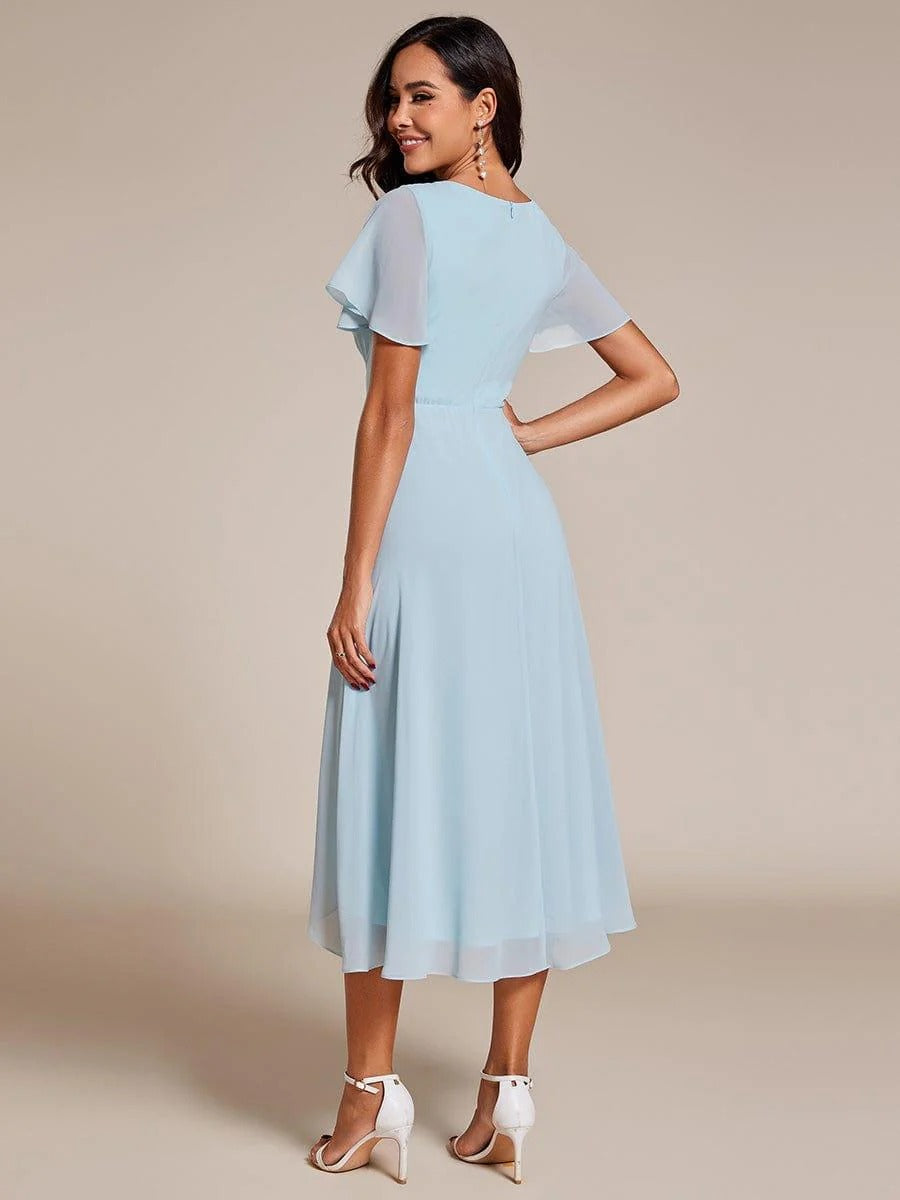 A-Line Midi Wedding Guest Dress | Chiffon