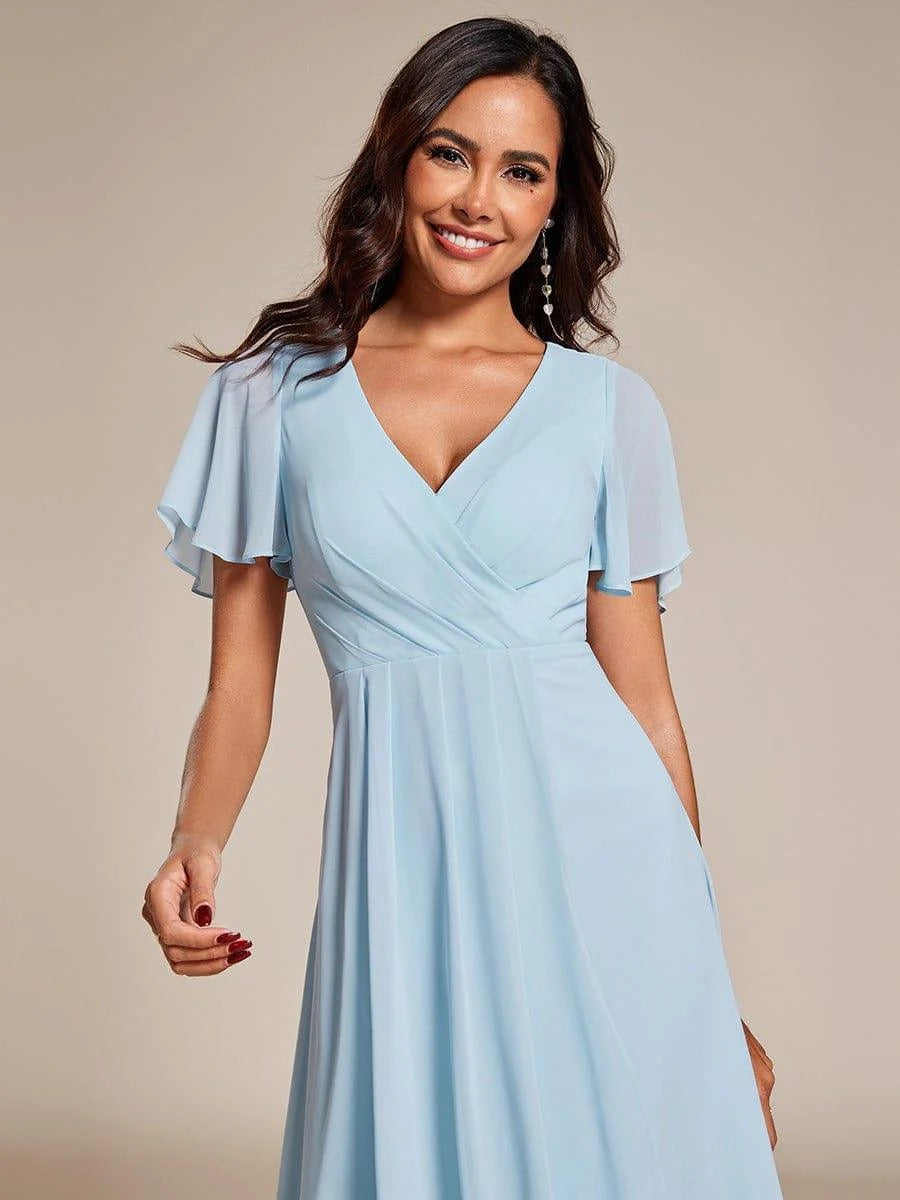 A-Line Midi Wedding Guest Dress | Chiffon