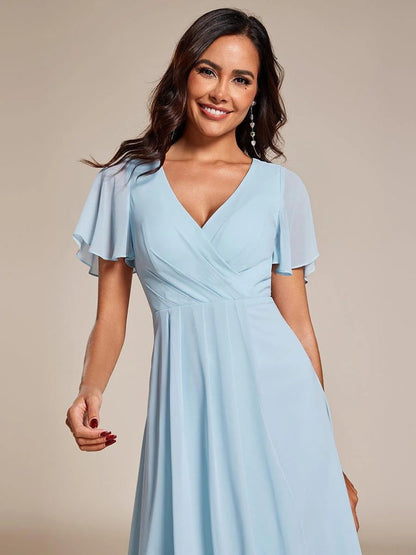A-Line Midi Wedding Guest Dress | Chiffon