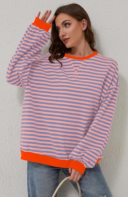 Women's Striped Crewneck Sweater - Soft & Versatile