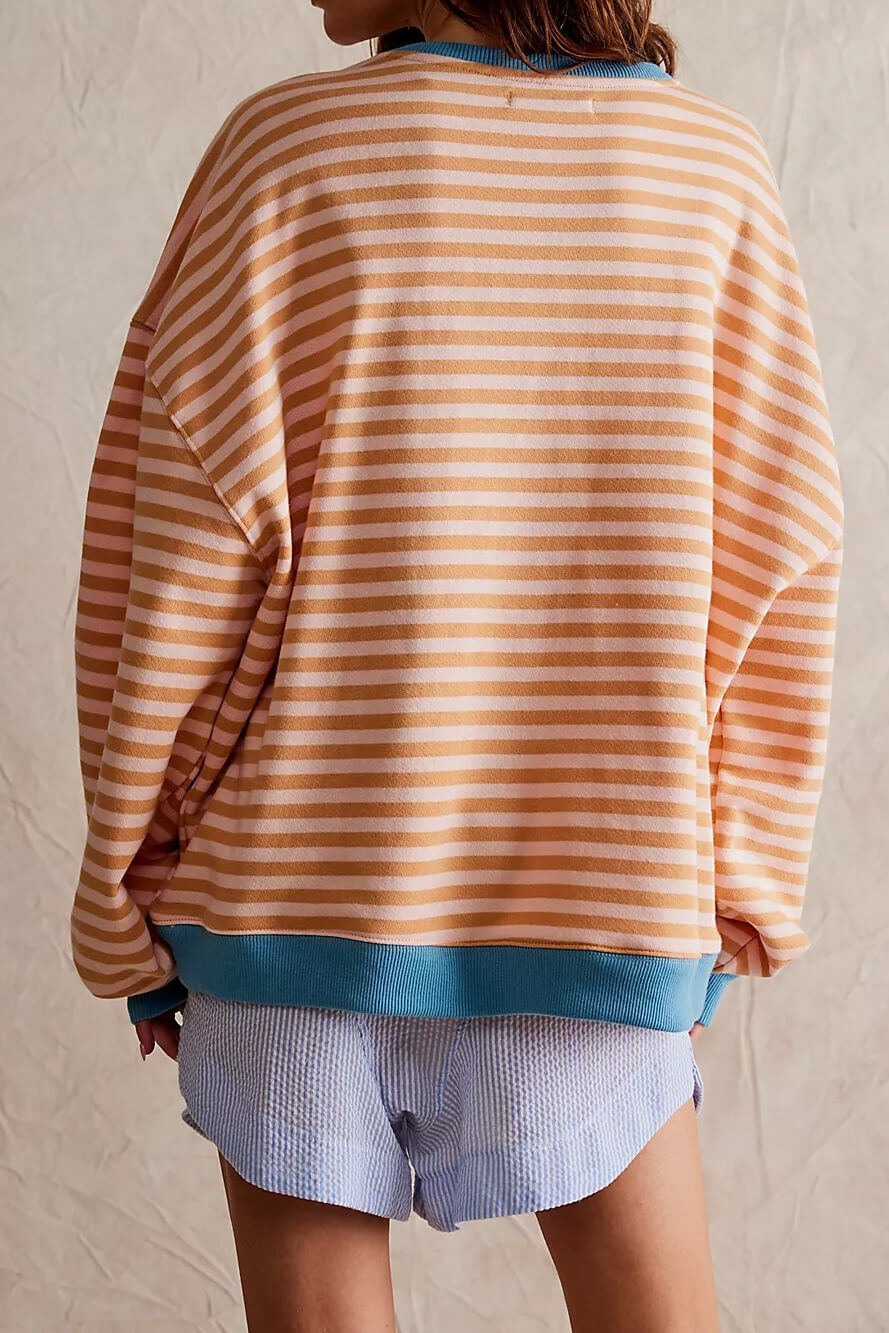Women's Striped Crewneck Sweater - Soft & Versatile