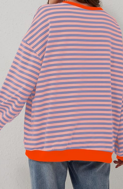 Women's Striped Crewneck Sweater - Soft & Versatile