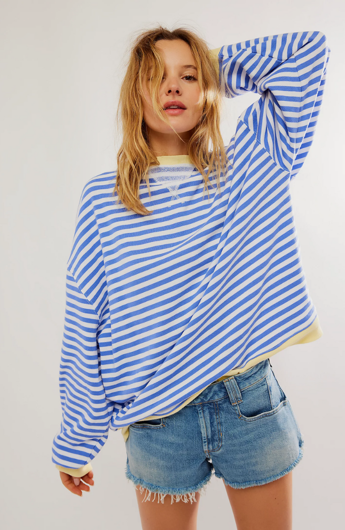 Women's Striped Crewneck Sweater - Soft & Versatile