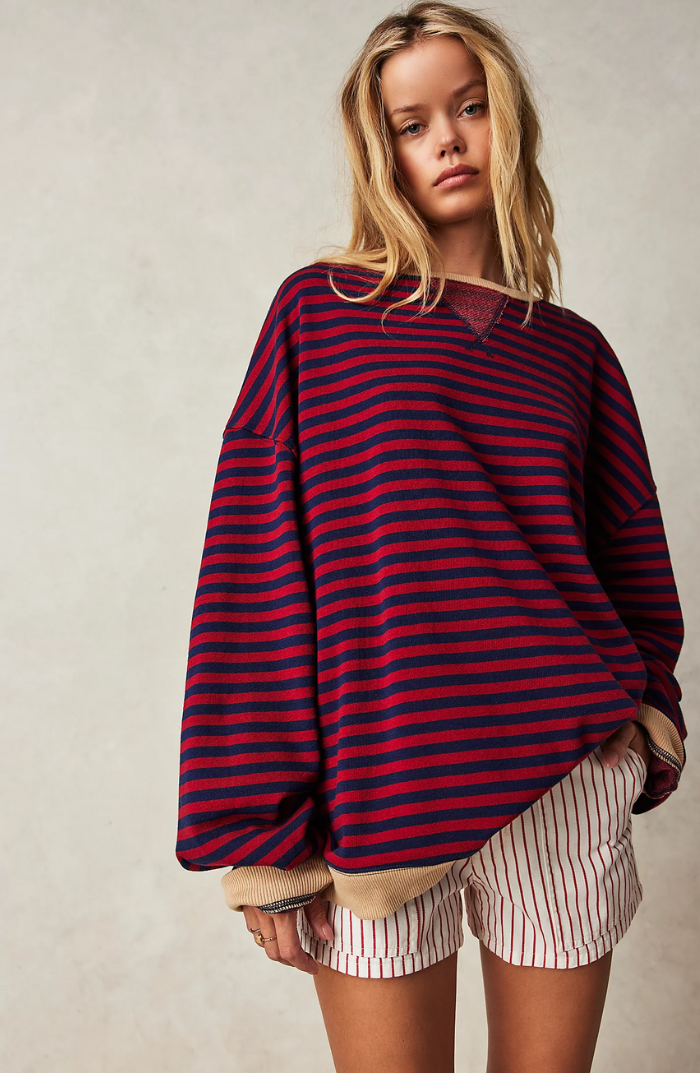 Women's Striped Crewneck Sweater - Soft & Versatile