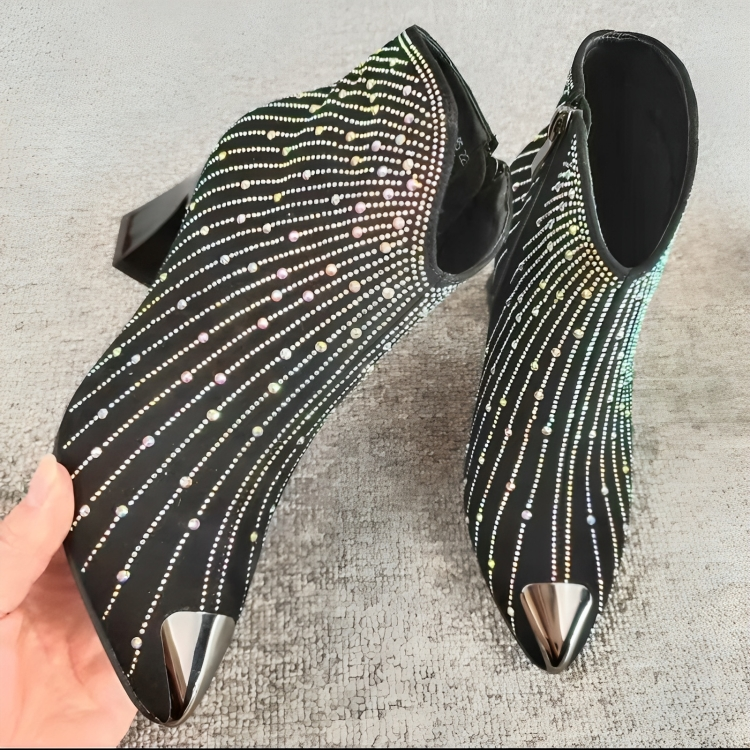 Stiefeletten Damen mit Ziersteinen und Spitzer Kappe