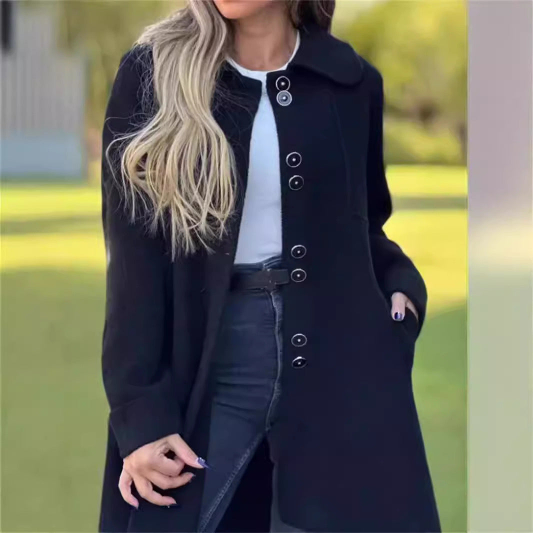 Women's Tailored Coat - Structured Silhouette, Thigh-Length