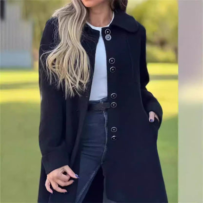 Women's Tailored Coat - Structured Silhouette, Thigh-Length