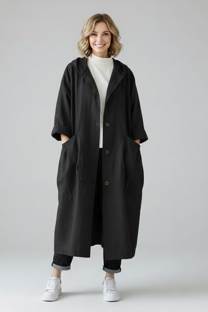 Trenchcoat Damen mit Kapuze und Oversized-Schnitt