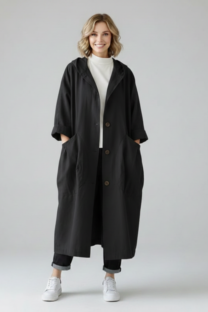 Trenchcoat Damen mit Kapuze und Oversized-Schnitt