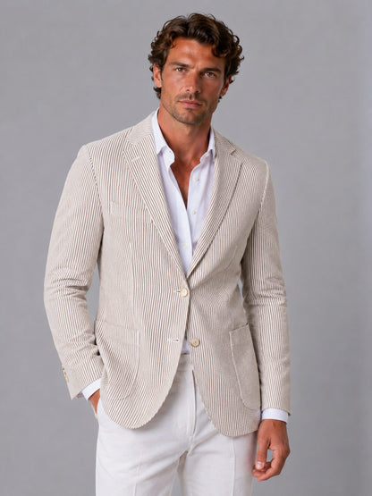 Striped Seersucker Blazer for Men