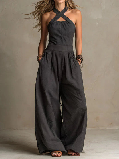 Victoria | Damen Komfortabler Wickel-Jumpsuit