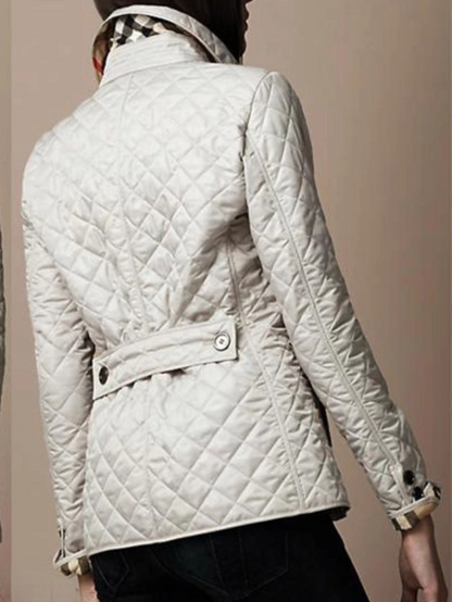 Women's Casual Quilted Jacket with Turned-Down Collar