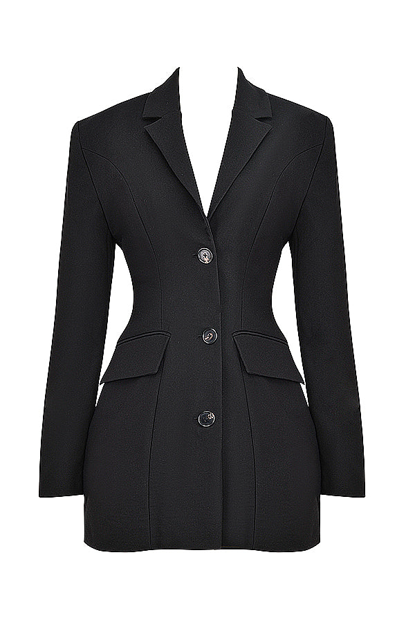 Women's Black Mini Blazer Dress with Tailored Fit