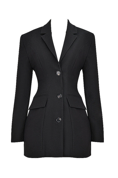 Women's Black Mini Blazer Dress with Tailored Fit